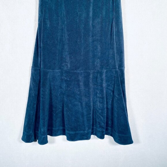 Me + Em Maxi Dress Womens 10 Blue Corduroy Quiet Luxury Costal Cowgirl Garden - Picture 3 of 14